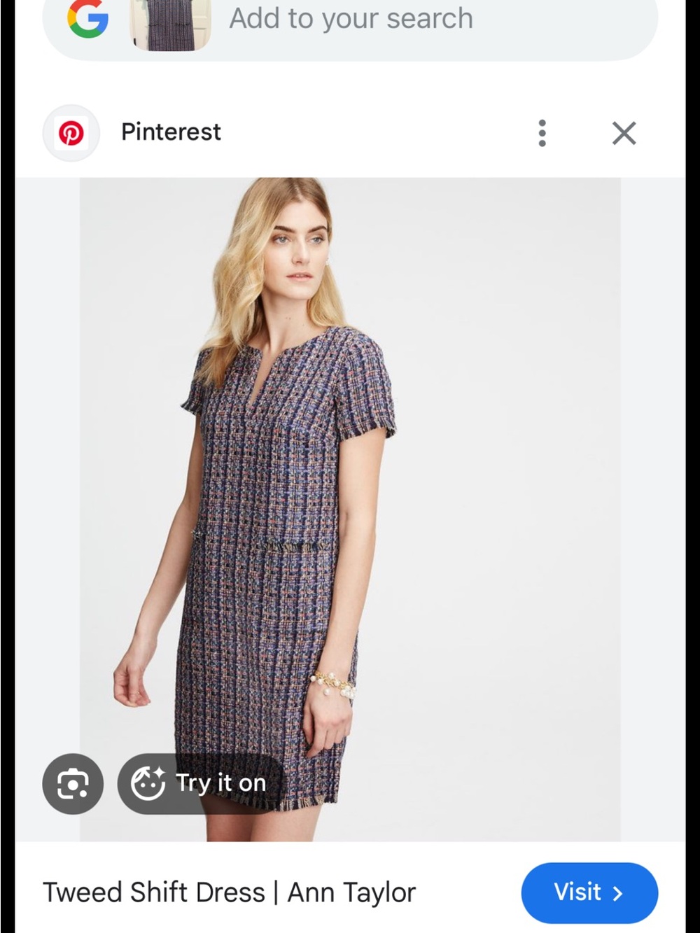 Ann Taylor Navy Multicolor Tweed Sheath Dress